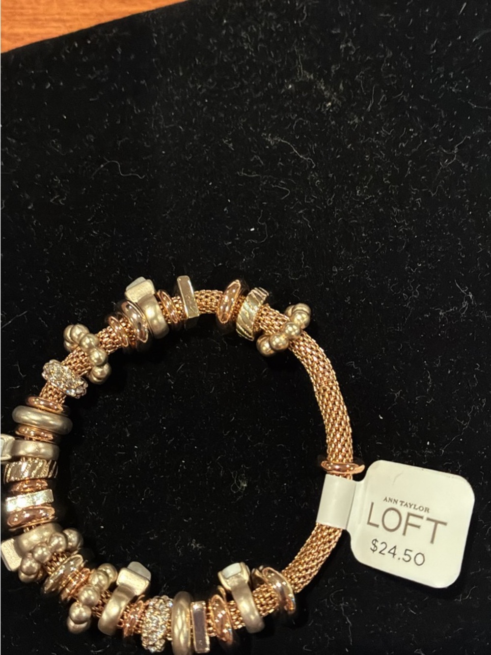 LOFT Rose Gold Mesh Bracelet with Mixed Metallic Charms